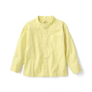 无印良品 MUJI 孩童 棉水洗 立领衬衫 淡柠黄 130
