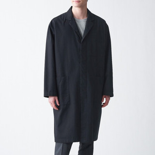 無印良品 MUJI 無印良品  男女通用 印度棉 牛仔 大衣 黑色 L-XL