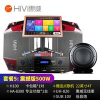 惠威(HiVi)H100点歌机家庭影院10英寸家庭ktv音响套装家用卡拉OK双系统一体机 套餐5:震撼版(含4T点歌机)500W