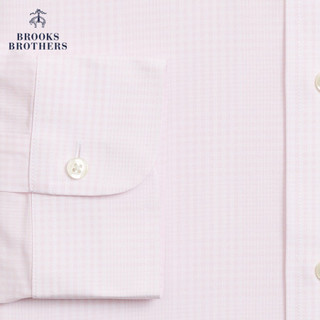 Brooks Brothers/布克兄弟男士免烫格纹长袖正装衬衫1000064203 6020-浅粉色 15/32