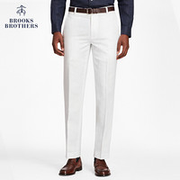 Brooks Brothers/布克兄弟男士棉亚麻混纺修身长裤休闲商务 1001-白色 3632