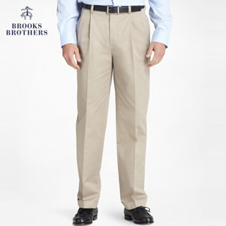 Brooks Brothers/布克兄弟男士直筒双褶休闲长裤1000006474 2004-卡其色 4034