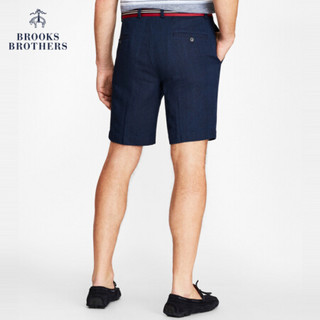 Brooks Brothers/布克兄弟男士亚麻棉混纺提花纹理直筒休闲短裤 4004-藏青色 31