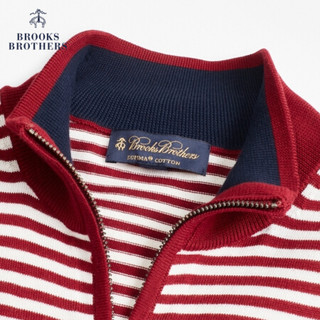 Brooks Brothers/布克兄弟男士Supima棉条纹半高领半拉链针织衫 6003-红色 L