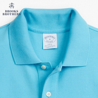 Brooks Brothers/布克兄弟男士Supima棉纯色logo款短袖Polo衫休闲 4007-海蓝色 L