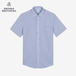 Brooks Brothers/布克兄弟免烫Supima棉正装短袖衬衣衬衫 4003-蓝色 16H