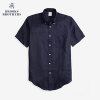 Brooks Brothers/布克兄弟常规爱尔兰短袖休闲衬衫1000045966 4002-深蓝色 XS