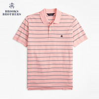 Brooks Brothers/布克兄弟男士Supima棉条纹短袖Polo衫1000063081 B695-粉色 L