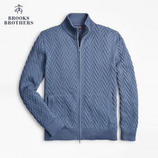 Brooks Brothers/布克兄弟男士20春新麦芽纹半高领双向拉链针织衫 4003-蓝色 S