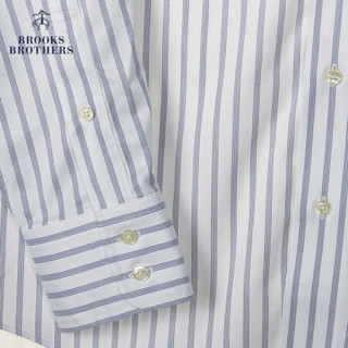 Brooks Brothers/布克兄弟男士Supima棉免烫条纹衬衫商务通勤 4004-蓝色 16/H/4