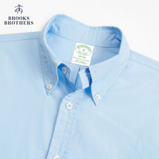 Brooks Brothers/布克兄弟男士牛津纺logo款修身衬衫休闲 4000-浅蓝色 M