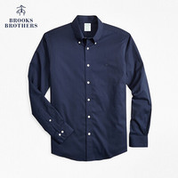 Brooks Brothers/布克兄弟男士牛津纺免烫logo款修身衬衫商务通勤 4004-藏青色 XXL