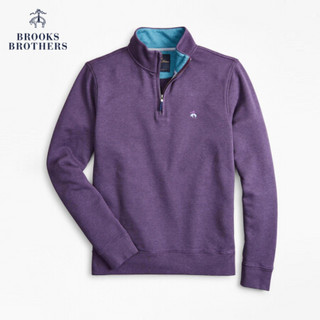 Brooks Brothers/布克兄弟男士法国毛巾棉布半高领半拉链套头衫 B505-深紫色 L