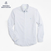 Brooks Brothers/布克兄弟男士20春新牛津纺logo款窗格纹衬衫 B115-蓝白格纹 M