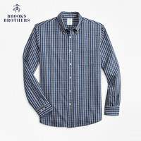 Brooks Brothers/布克兄弟男士20春新靛蓝细格纹设计修身长袖衬衫 B475-蓝色 M