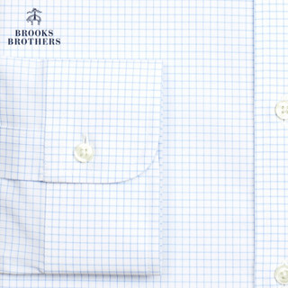 Brooks Brothers/布克兄弟男士牛津纺免烫细格纹长袖衬衫商务通勤 4000-浅蓝色 16/33