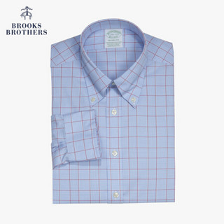 Brooks Brothers/布克兄弟男士20春新细点牛津纺免烫格纹修身衬衫 4000-淡蓝色 17/35