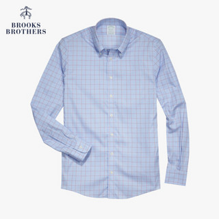 Brooks Brothers/布克兄弟男士20春新细点牛津纺免烫格纹修身衬衫 4000-淡蓝色 17/35