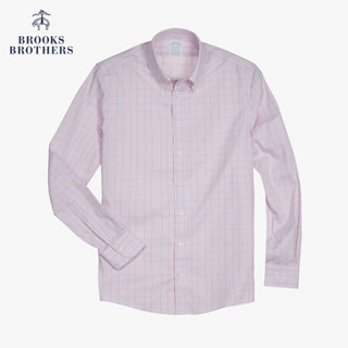 Brooks Brothers/布克兄弟男士20春新细点牛津纺免烫格纹修身衬衫 B650-粉色 17/H/4