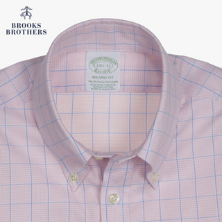 Brooks Brothers/布克兄弟男士20春新细点牛津纺免烫格纹修身衬衫 B650-粉色 17/H/4