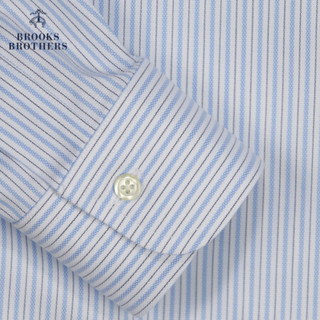 Brooks Brothers/布克兄弟男士20春新牛津纺免烫条纹修身长袖衬衫 1001-蓝白条纹 17/34