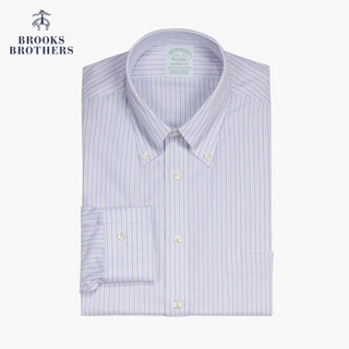 Brooks Brothers/布克兄弟男士20春新牛津纺免烫条纹修身长袖衬衫 B115-紫白条纹 16/H/4