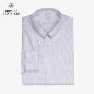 Brooks Brothers/布克兄弟男士20春新牛津纺免烫条纹修身长袖衬衫 B115-粉白条纹 16/34