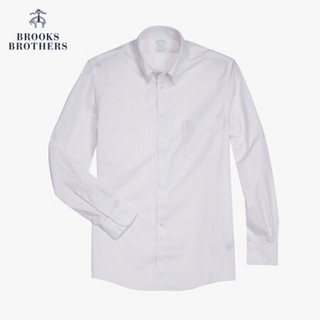 Brooks Brothers/布克兄弟男士20春新牛津纺免烫条纹修身长袖衬衫 B115-粉白条纹 16/34