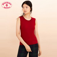 Brooks Brothers/布克兄弟秋冬新品女士圆领无袖绵羊毛针织背心 6003-红色 S