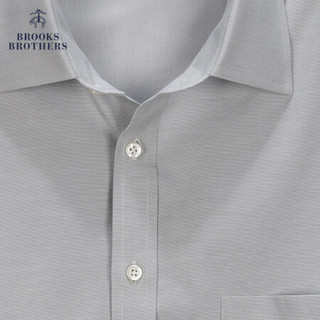 Brooks Brothers/布克兄弟男士20夏新免烫府绸棉短袖正装修身衬衫 0010-银色 14/H