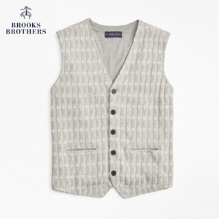 Brooks Brothers/布克兄弟男士20春新Supima棉灰白毛衣马甲休闲 0007-灰色 M