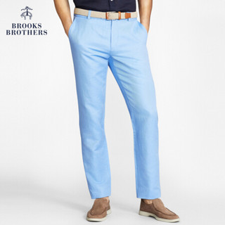 Brooks Brothers/布克兄弟男士20夏新棉亚麻混纺修身长裤休闲商务 4000-亮蓝色 3334