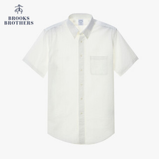 Brooks Brothers/布克兄弟男士棉质纯色短袖衬衫休闲通勤商务 1001-白色 M