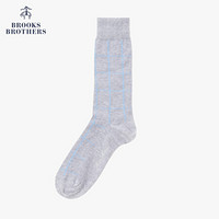 Brooks Brothers/布克兄弟男士弹力棉混纺格纹设计logo款长袜 B345-灰色 均码