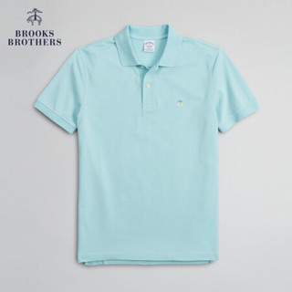 Brooks Brothers/布克兄弟男士20夏新府绸棉logo款修身短袖Polo衫 4007-天蓝色 S