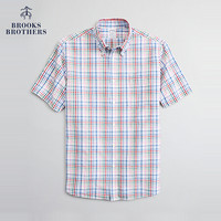 Brooks Brothers/布克兄弟男士20夏新棉质细格纹设计短袖休闲衬衫 9003-拼色 XS