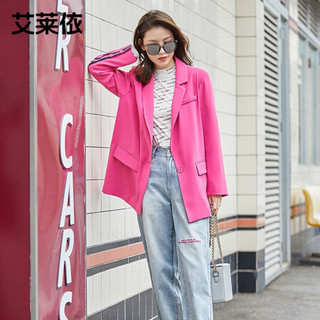 艾莱依2021春季时尚新款气质西装女小个子垂感西服外套正装英伦风 冰玫粉色 170