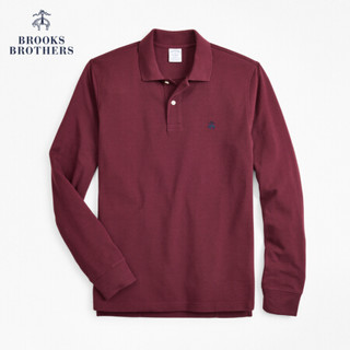 Brooks Brothers/布克兄弟男士修身Supima棉长袖Polo衫 B645-暗红色 2XL