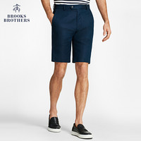 Brooks Brothers/布克兄弟男士棉亚麻混纺纯色百慕达短裤休闲 4004-藏青色 40