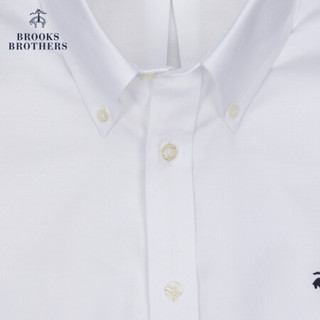 Brooks Brothers/布克兄弟男士府绸棉免烫logo款长袖衬衫休闲 1001-白色 XL