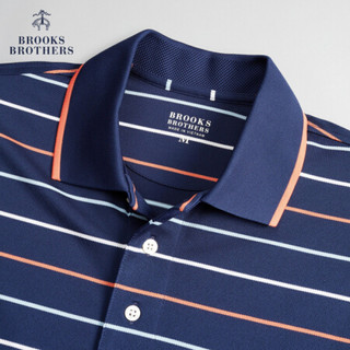 Brooks Brothers/布克兄弟男士20夏新多色条纹设计logo款Polo衫 B574-藏青色 M