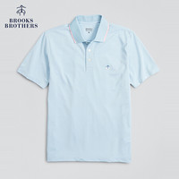 Brooks Brothers/布克兄弟男士20夏新微弹拼色领边logo款Polo衫 4000-淡蓝色 L