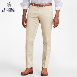 Brooks Brothers/布克兄弟男士轻质斜纹棉布纯色修身长裤休闲裤 2004-米色 3334