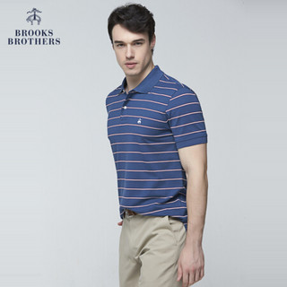 Brooks Brothers/布克兄弟男士Supima棉条纹短袖Polo衫1000063081 5003-蓝色 S