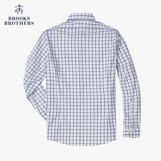 Brooks Brothers/布克兄弟男士20春新窗格纹设计logo款修身衬衫 B115-蓝白格纹 XL