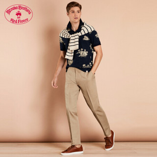 Brooks Brothers/布克兄弟男士棉亚麻混纺直筒长裤休闲裤通勤 2004-卡其色 3432