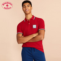 Brooks Brothers/布克兄弟男士20夏新棉质珠地网眼布撞色Polo衫 6003-红色 XXL