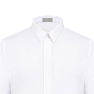 孔雀翎迪奥(Dior) 男装精致典雅18K金线缝制的“蜜蜂”刺绣白色棉府绸衬衫 42