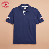 Brooks Brothers/布克兄弟男士20春新棉质拼色设计短袖修身Polo衫 4004-藏青色 XS