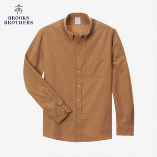 Brooks Brothers/布克兄弟男士灯芯绒扣结领保暖修身长袖衬衫休闲 B255-卡其色 XL